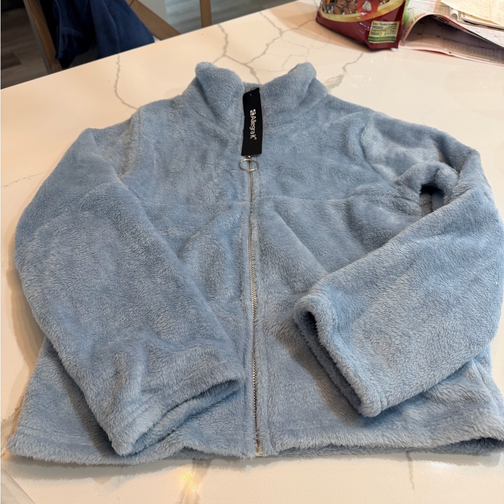 Allegra K Inspire Chic Womens Light Blue Plush Faux fur